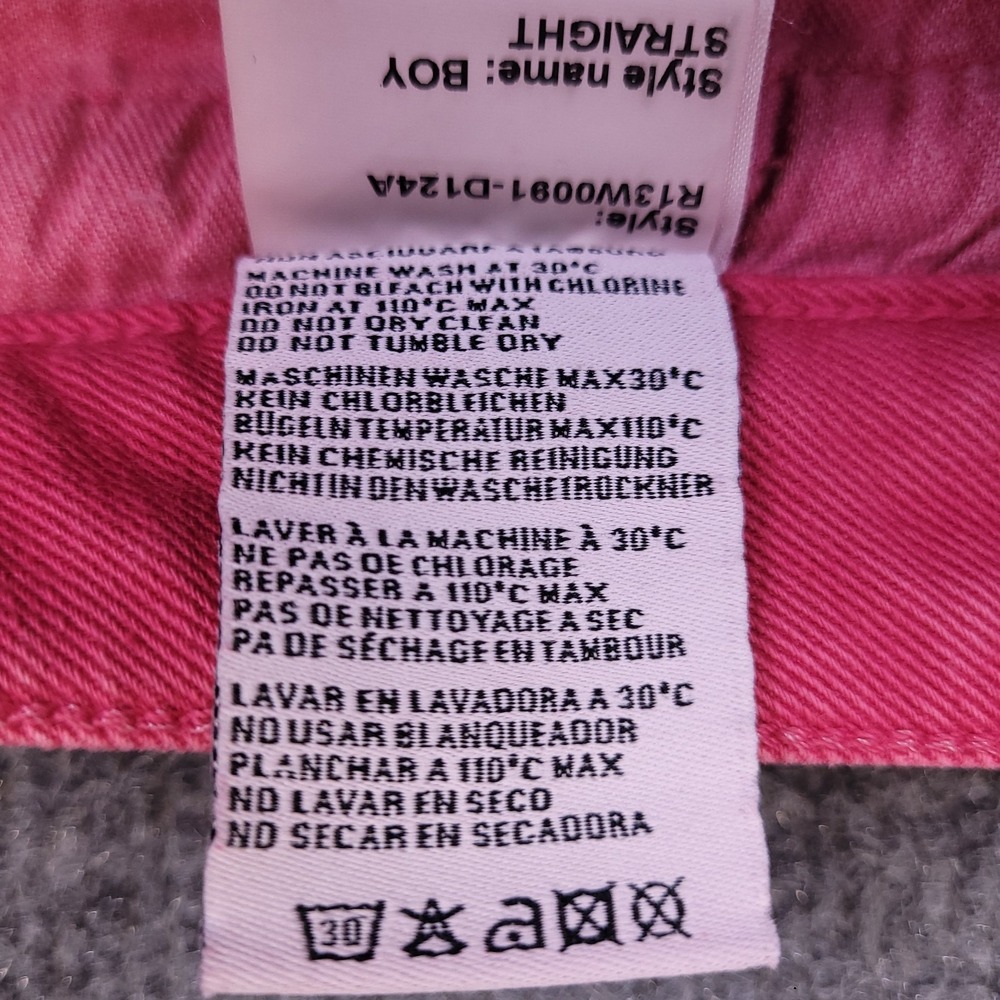 R13 Boy Straight 26x24.5 Actual Sz Vivid Pink Low Rise Stretch Italian SS23 - Picture 11 of 16